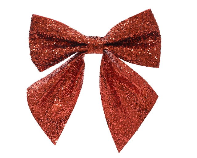 strik met pailletten, rood, glitter, decoratieve strik
