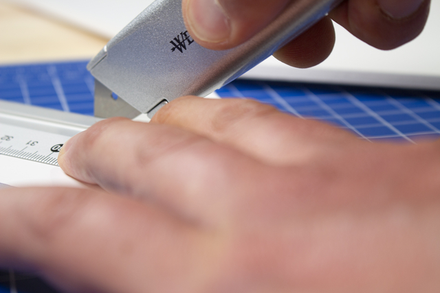 hobby knife, craft knife, ruler, measuring, blade edge