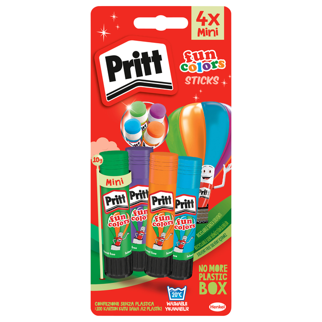 Lijmstift Pritt 10gr fun colors 1 blister à 4 stuks