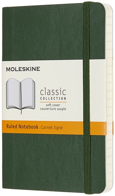 Notitieboek Moleskine pocket 90x140mm lijn soft cover myrtle green