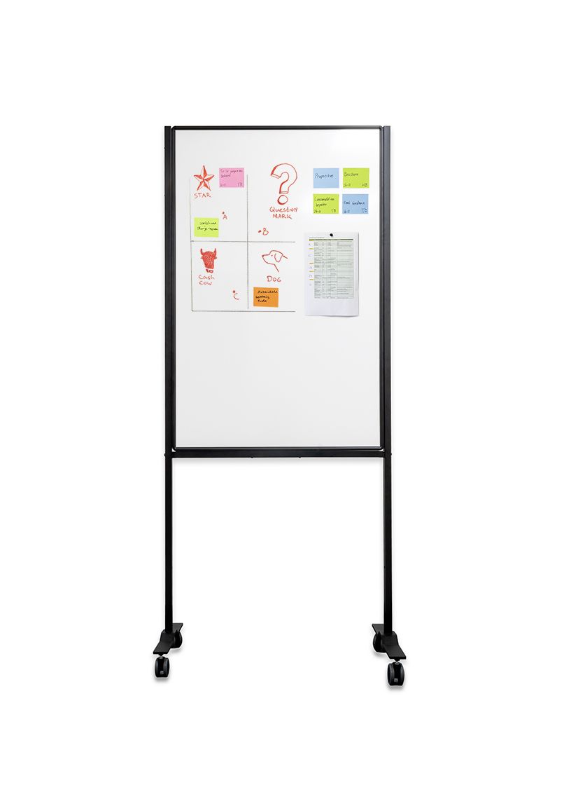 Verrijdbaar Work Board, emailstaal wit - 120x75 cm