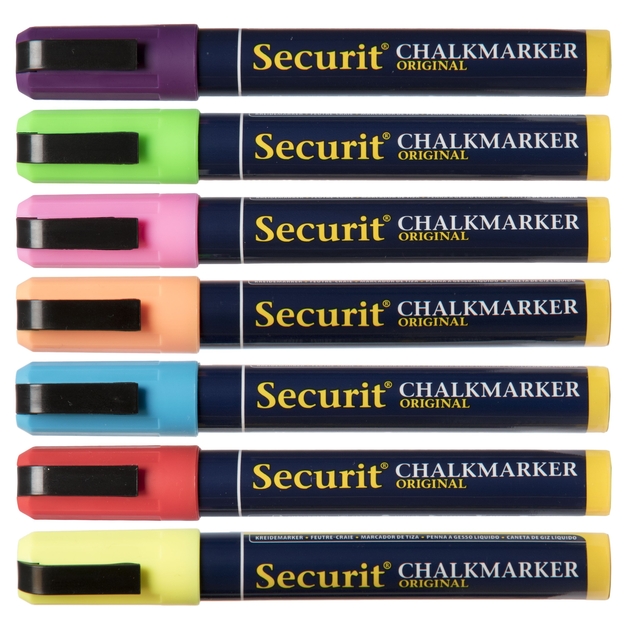 chalk markers, marker set, highlighters, neon caps, Securit chalkmarker