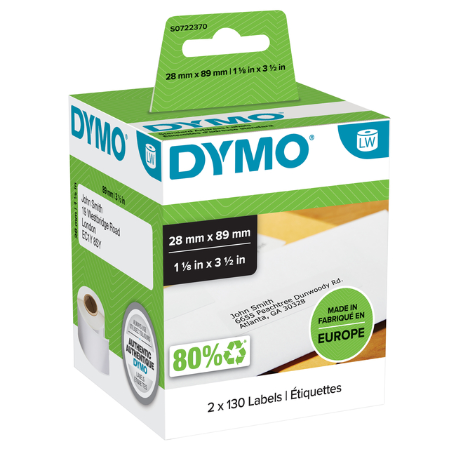 Etiket Dymo 99010 labelwriter 28x89mm adreslabel 260stuks