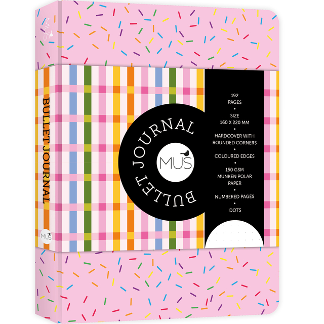 notebook, journal, lined pages, dots, pink cover