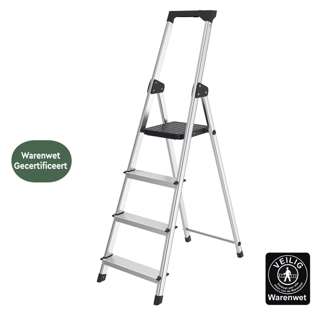 ladder, stapladder, aluminium, vier treden, antislip