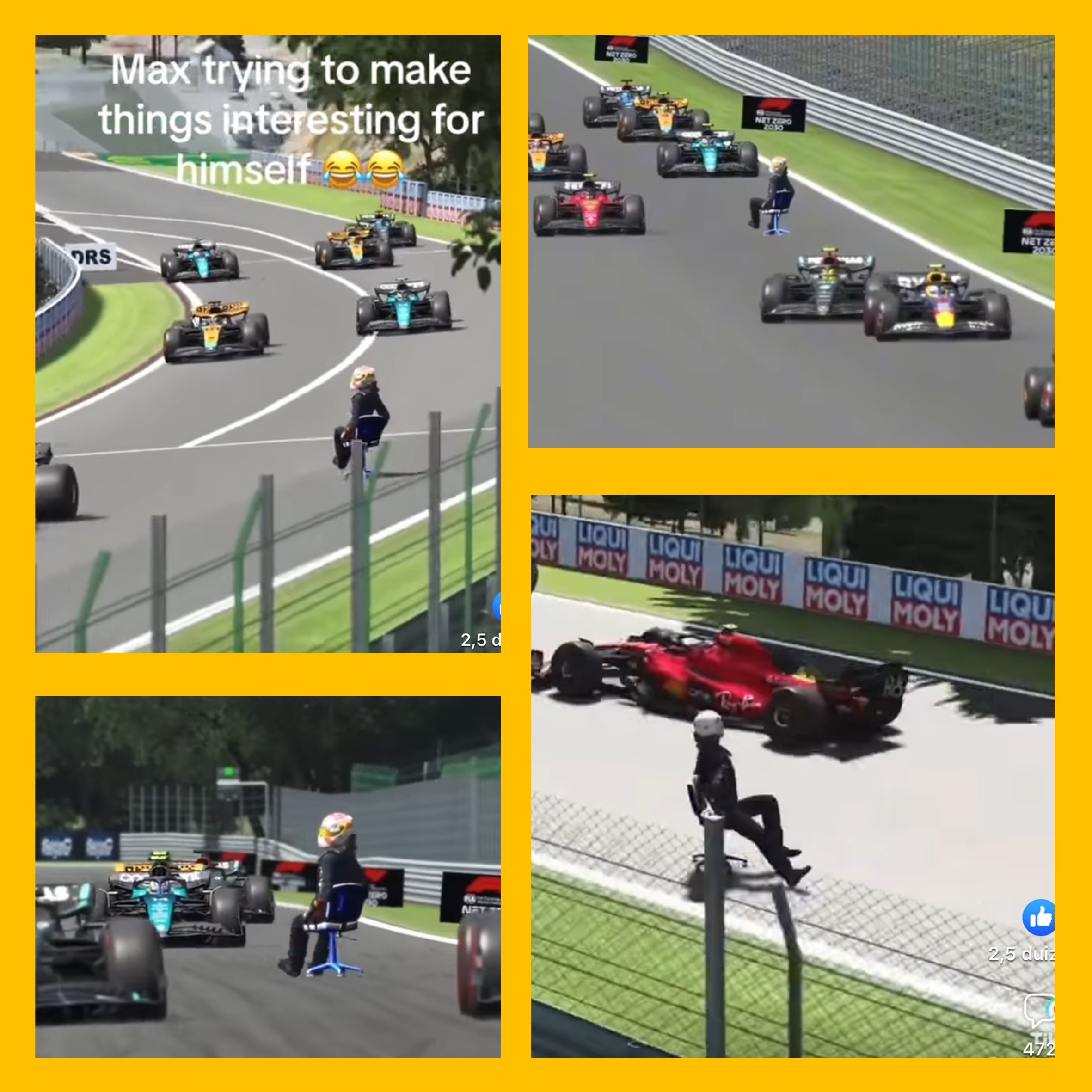 De formule 1 met bureaustoelen De formule 1 met bureaustoelen