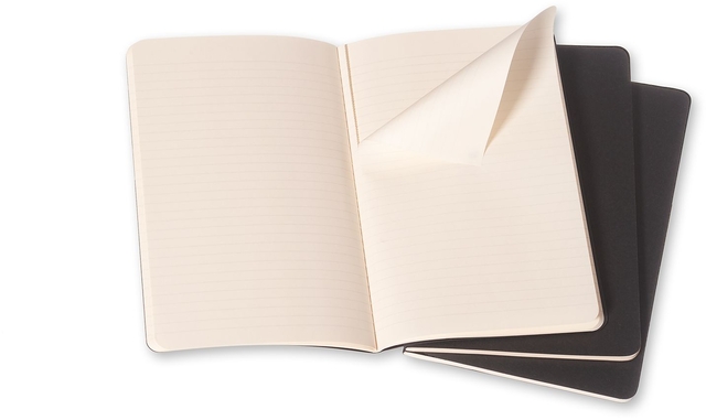 Schrift Moleskine 130x210mm lijn 160 pagina's 70gr zwart set à 3 stuks