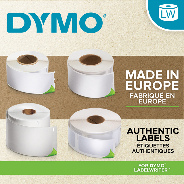 Etiket Dymo LabelWriter industrieel 25x25mm 2 rollen á 850 stuks wit