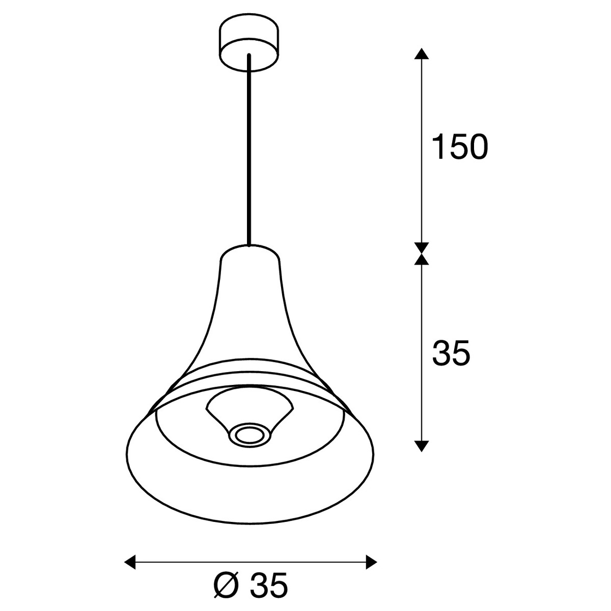 BATO 35 hanglamp zwart 1xE27
