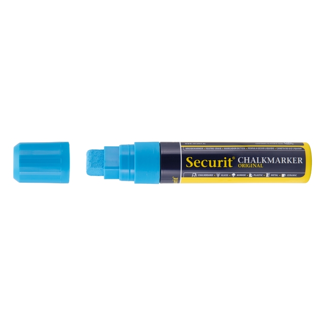 krijtmarker, whiteboardmarker, blauw, markeerstift, dop verwijderd