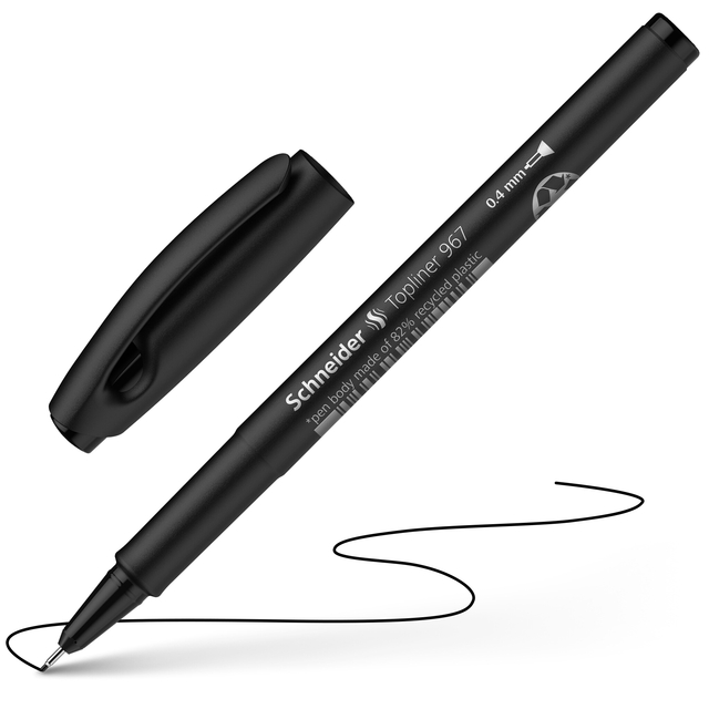 toetsenpen, fineliner, zwart, plastic, schrijfpen