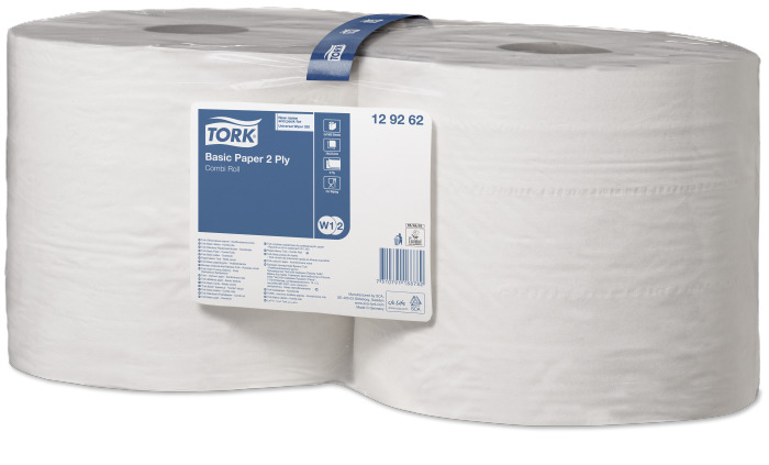 Tork Poetspapier Basic Wit W1 en W2 2lgs doos 2x340m
