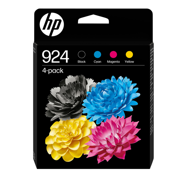 inktcartridges, HP, 4-pack, kleurige bloemen, inkt