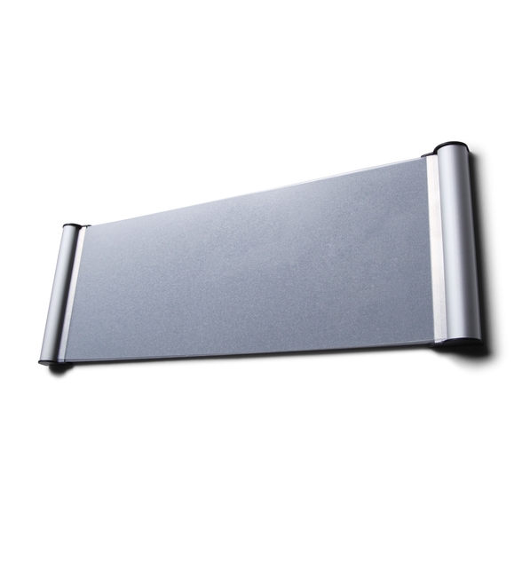 grijs scherm, aluminium zijprofielen, rechthoekig paneel
