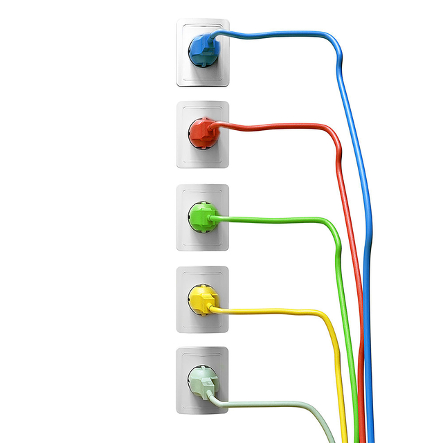 multicolor cables, electrical outlet, power strip, plug cables, wall sockets