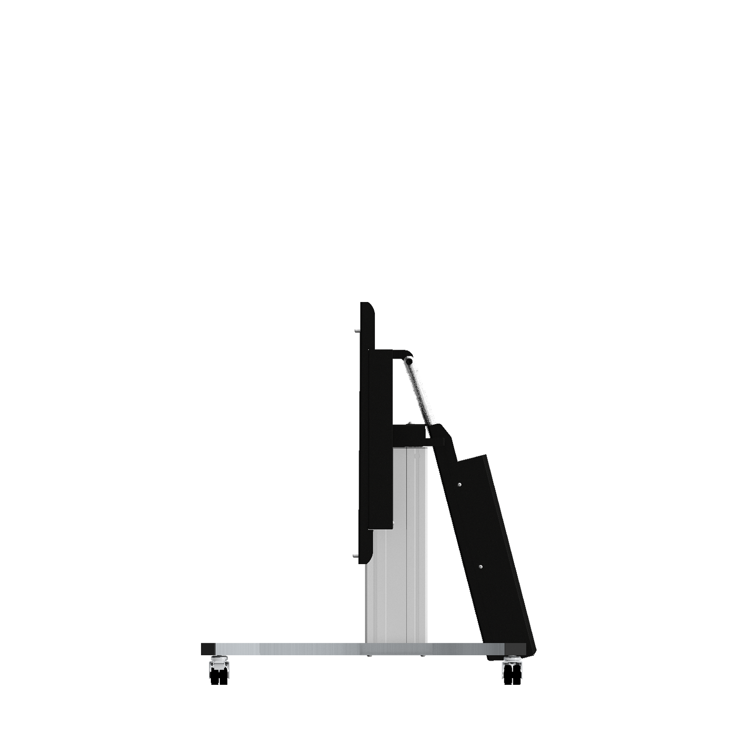 Elektrisch in hoogte verstelbare en kantelbare tv-trolley, verrijdbare monitorstandaard, 70 cm slag
