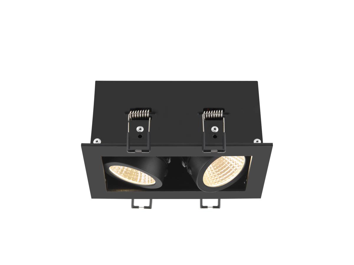 inbouwspot, spotjes, twee lampen, rechthoekig frame, zwarte afwerking