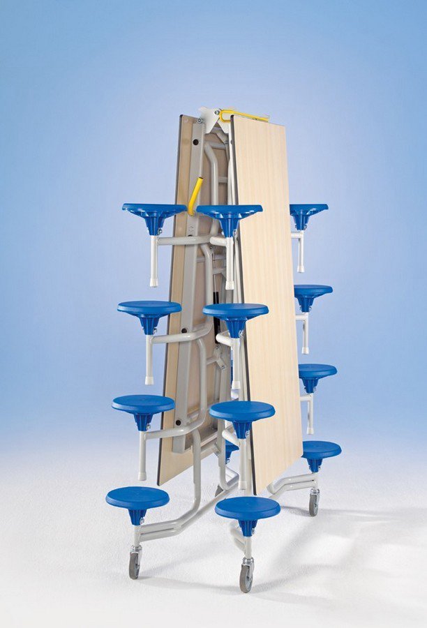 Rechthoekige klaptafel Spaceflex 2.0 16-zits met melamine toplaag en gekleurd frame 61,3 cm hoog