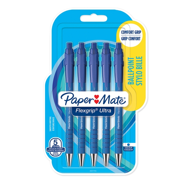 balpoint, mechanical pencil, blue, grip, pack of 5