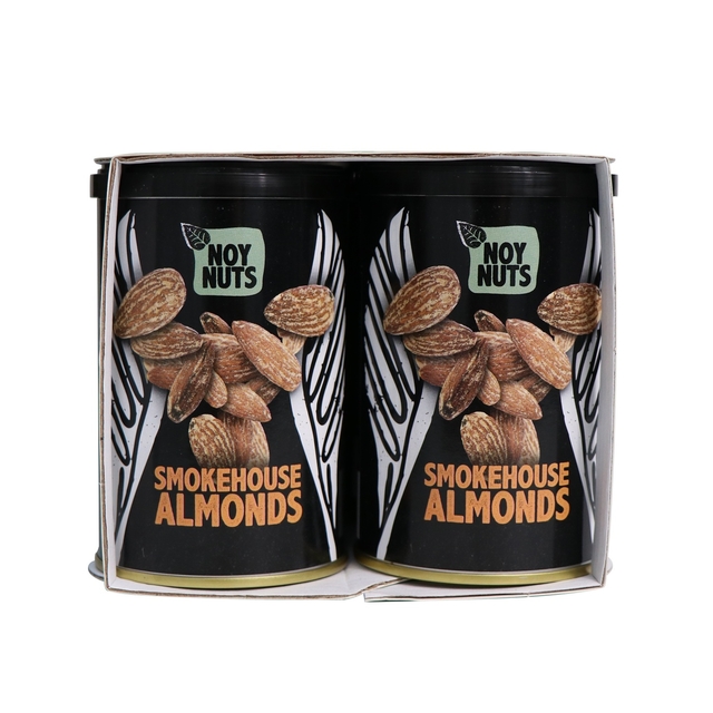 amandelen, gerookte amandelen, noten snack, amandelen blik, geen merk