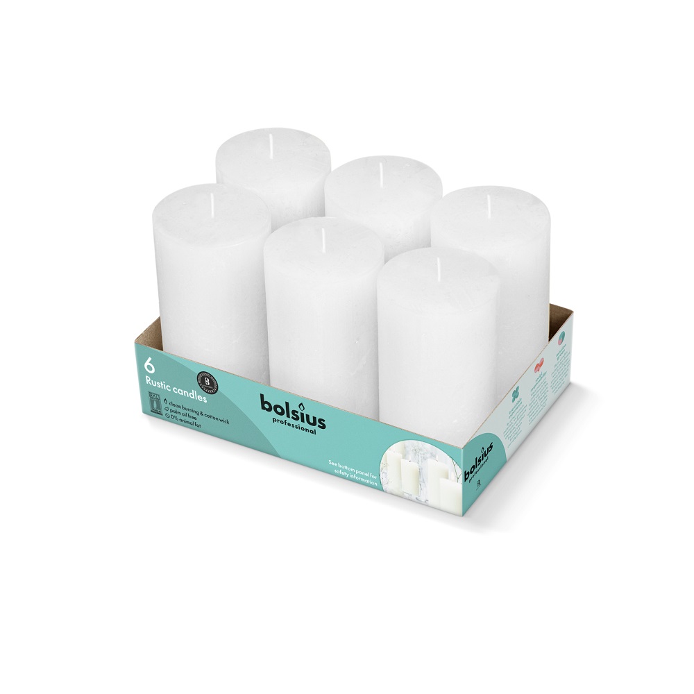 Bolsius Kaars Stomp Rustiek 6.8 x 13cm Wolkenwit ds 2x6st