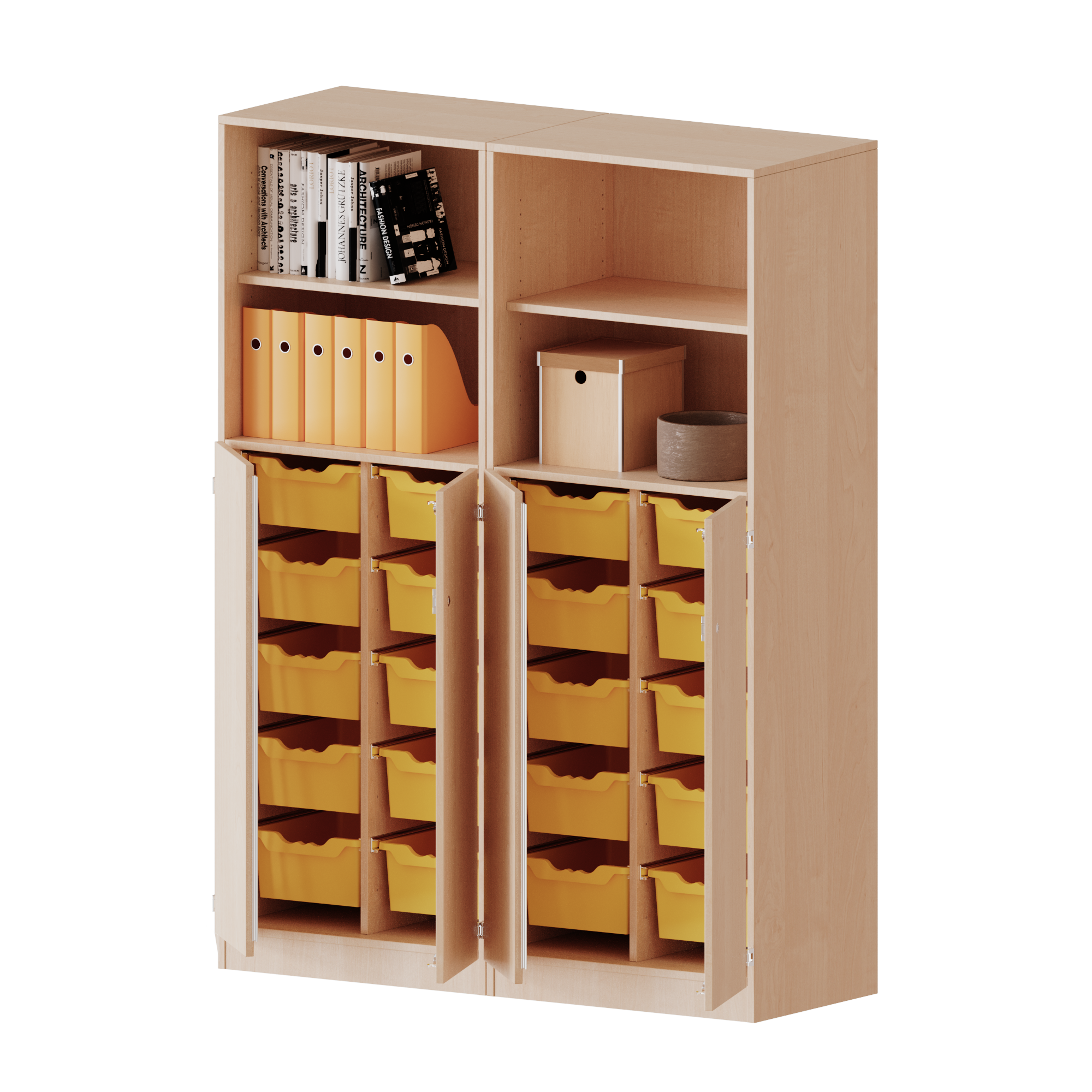 ErgoTray combikast, vier rijen, twee delen, 5 ordnerhoogtes - evo180 serie