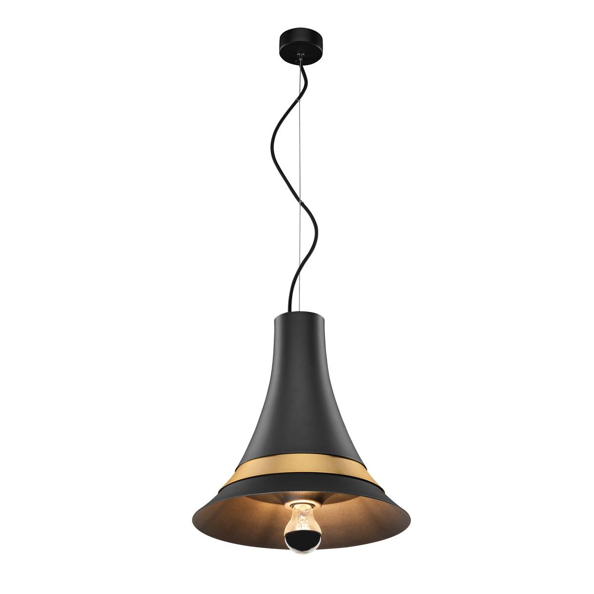 BATO 35 hanglamp zwart/messing 1xE27