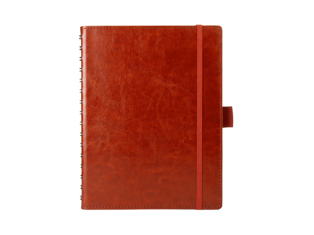 notebook, journal, leather, orange, elastic-band