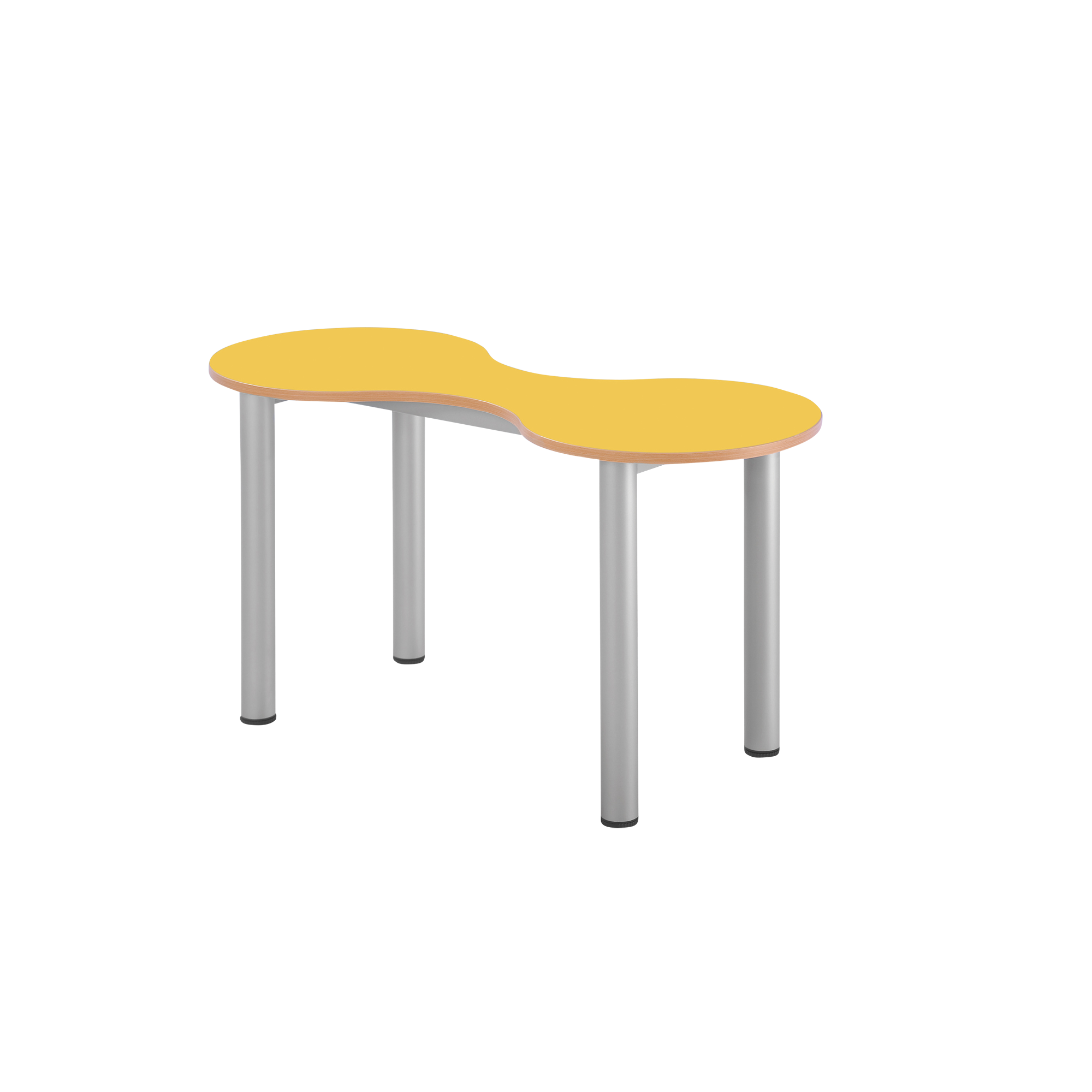 Klaverblad 2-zits tafel - in hoogte verstelbaar 58-72 cm, verrijdbaar, B/D: 118x49 cm