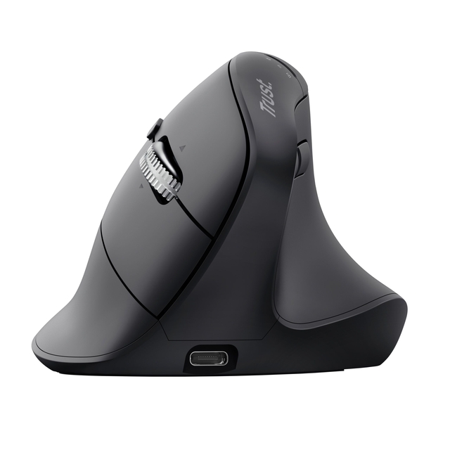 ergonomische muis, verticale muis, usb oplaadpoort, verstelbare schuifwiel, grijze kleur