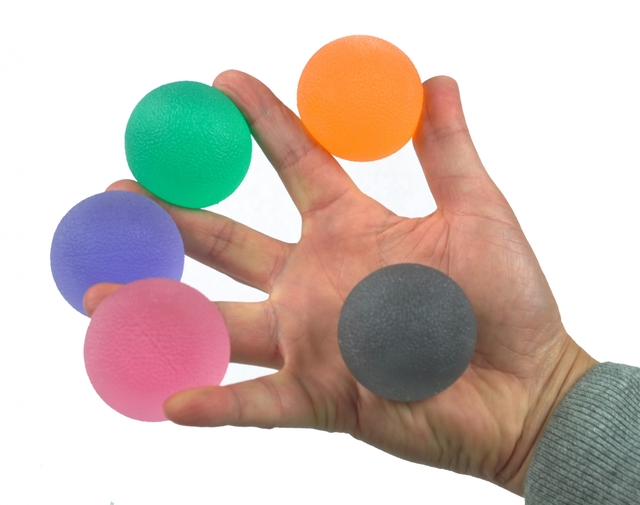 hand, kleurige ballen, grip trainingsballen, zakballen, fidgetballen