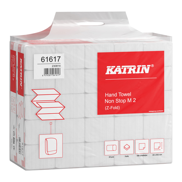 Handdoek Katrin Z-vouw 2-laags wit 240x203mm 25x160st