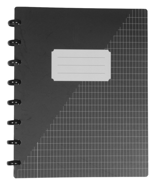 notitieboek, ringband, grijs, gridpatroon, softcover