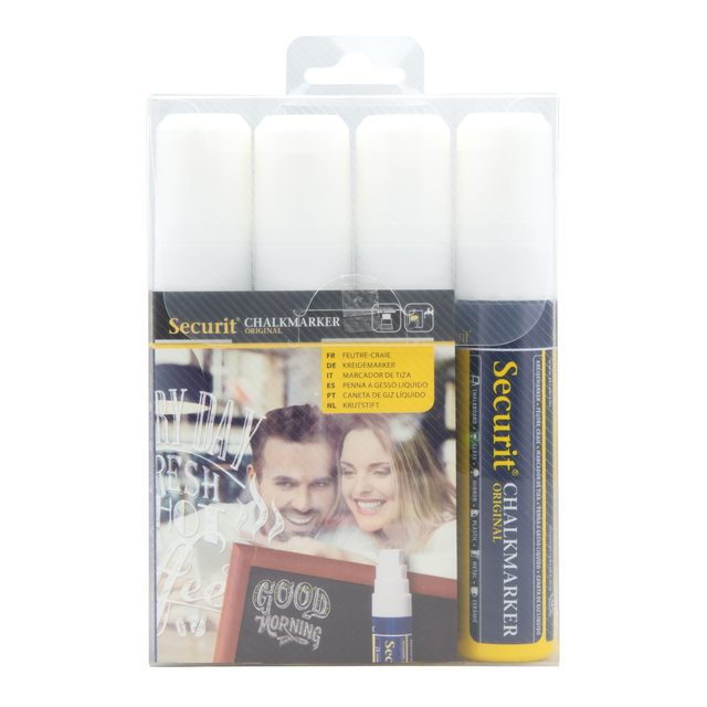 witte krijtstiften, vloeibare krijtmarkers, markerenset, bordsmarkers, 4 stuks
