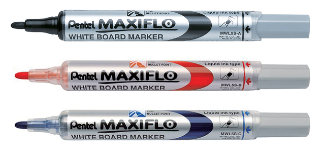 Viltstift Pentel MWL5 Maxiflo whiteboard blauw 1mm