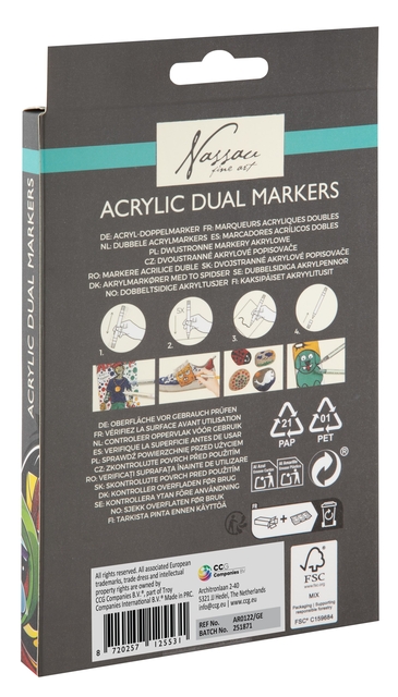 Acrylmarker Nassau duopunt set à 6 kleuren