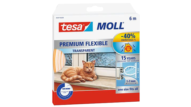 Tochtstrip tesamoll® Premium Flexible siliconen 6mx9mm transparant