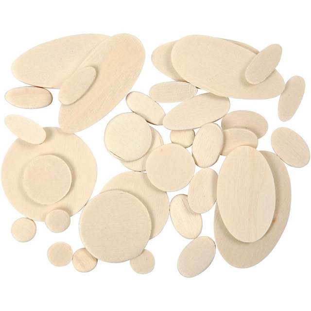 houten plakjes, wooden chips, cirkel vorm, onbewerkt, set plakjes
