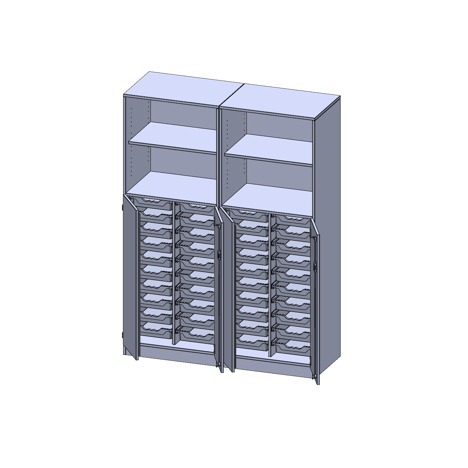 ErgoTray kast, tweedelig, vier rijen, 5 ordnerhoogtes - evo180 serie