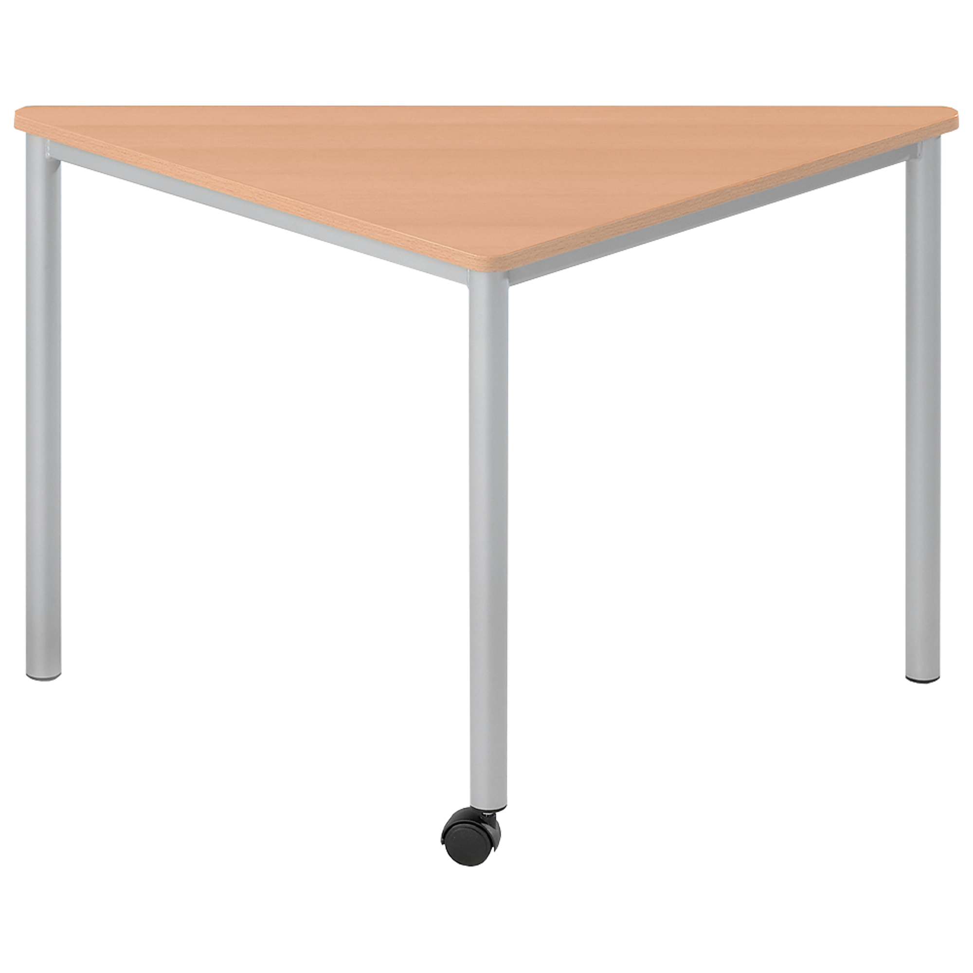 Verrijdbare driehoekige tafel uit de serie Vari² met tafelblad met melamineharscoating