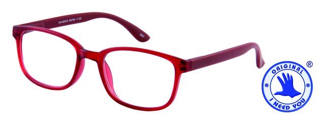 Leesbril +2.50 regenboog donkerrood