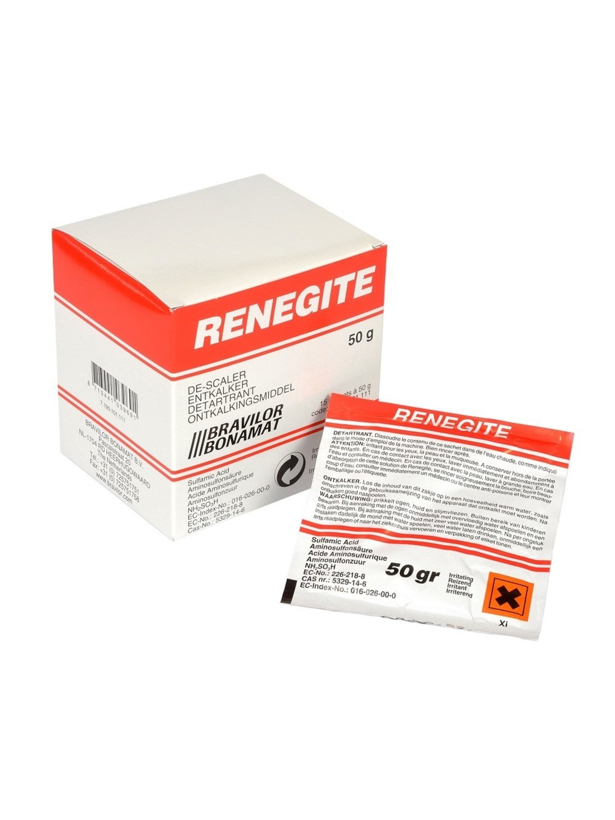 Bravilor Ontkalker Renegite 50 gram doos a 15stuks