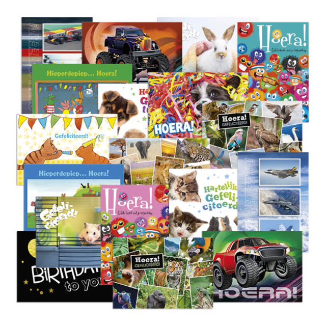 kaarten, wenskaarten, verjaardag, dieren, auto