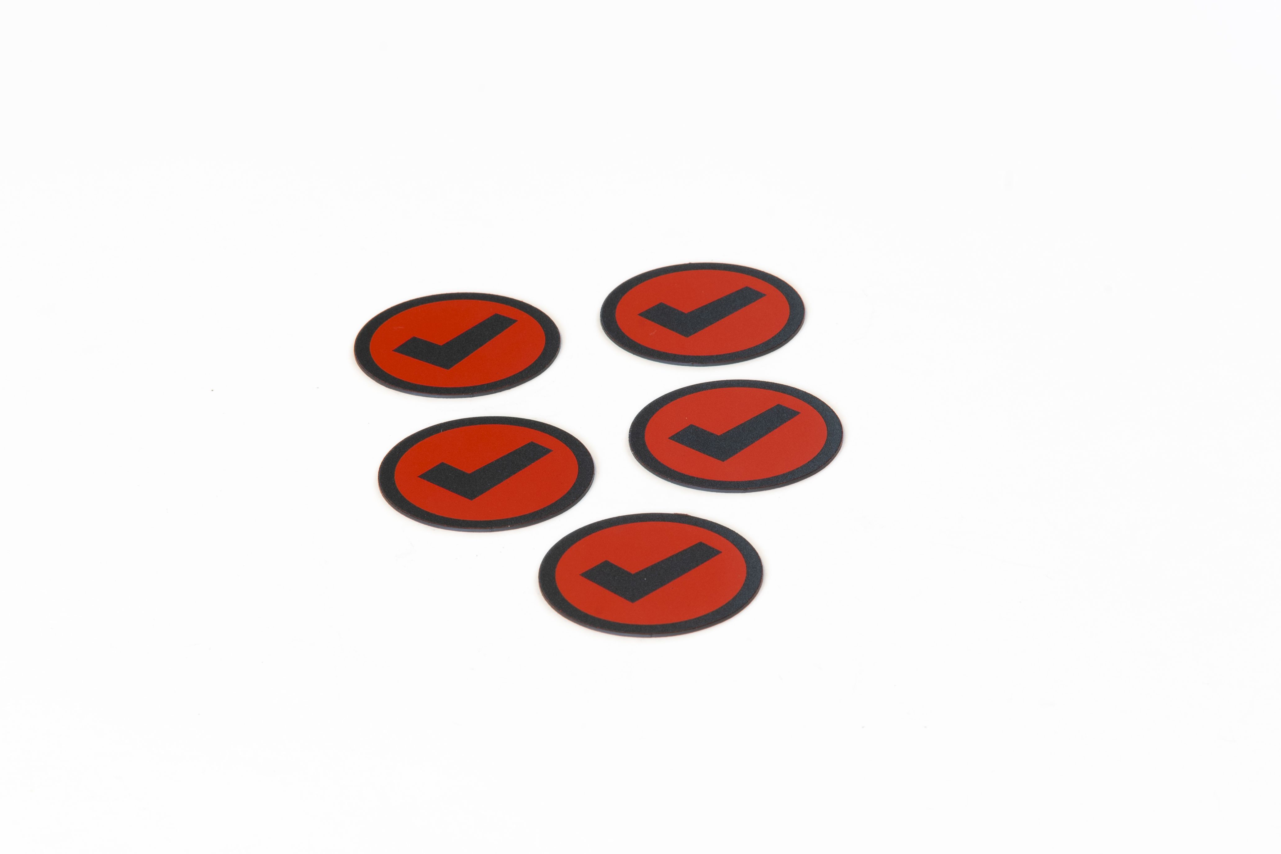 Impressiemagneetfolie 'Check', rood, set van 5 - Ø50x0,85mm