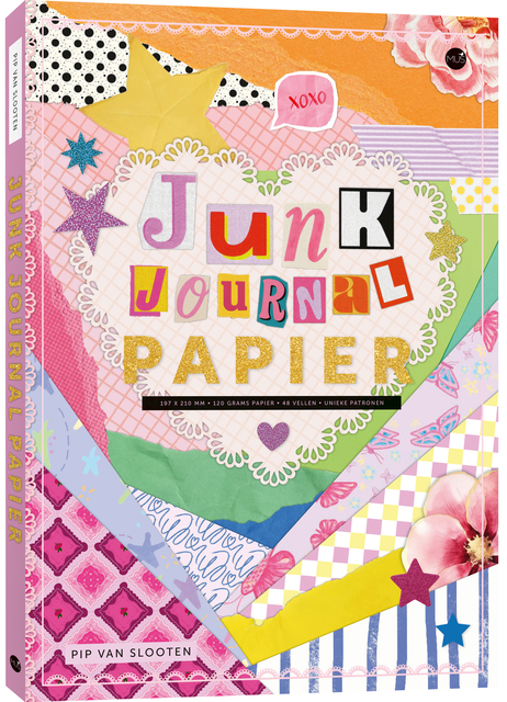 papier, journaling, decoratief, patroon, collage