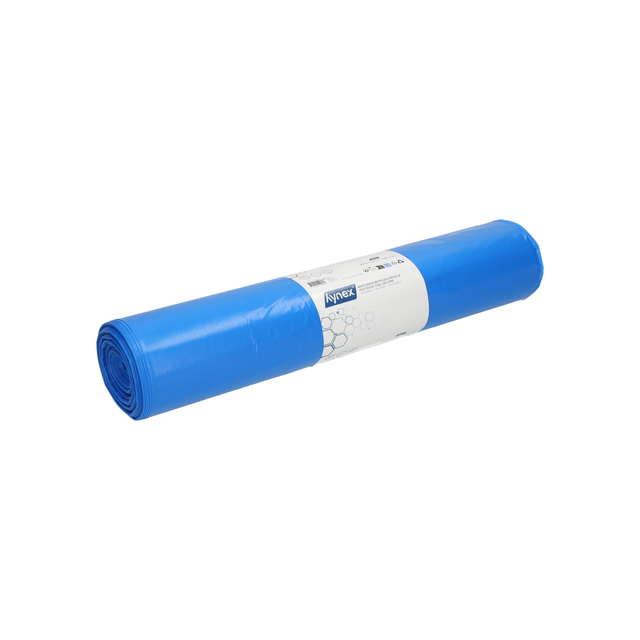 pakketzak, linnenzak, rollenzak, blauw, plastic