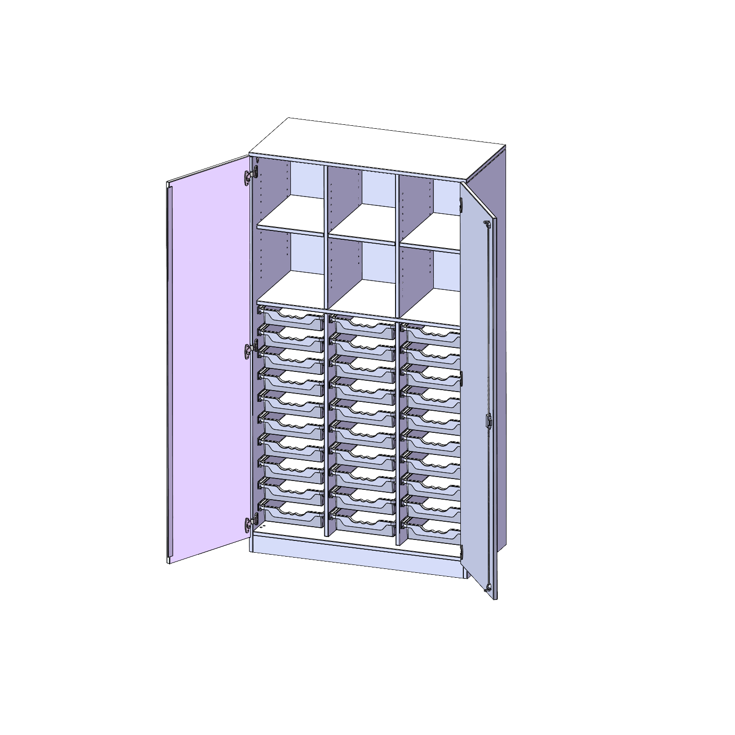 ErgoTray kast, drie rijen, 5 ordnerhoogtes - evo180 serie