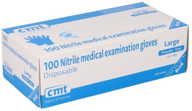 nitrile gloves, medische handschoenen, wegwerp, blauw, groot