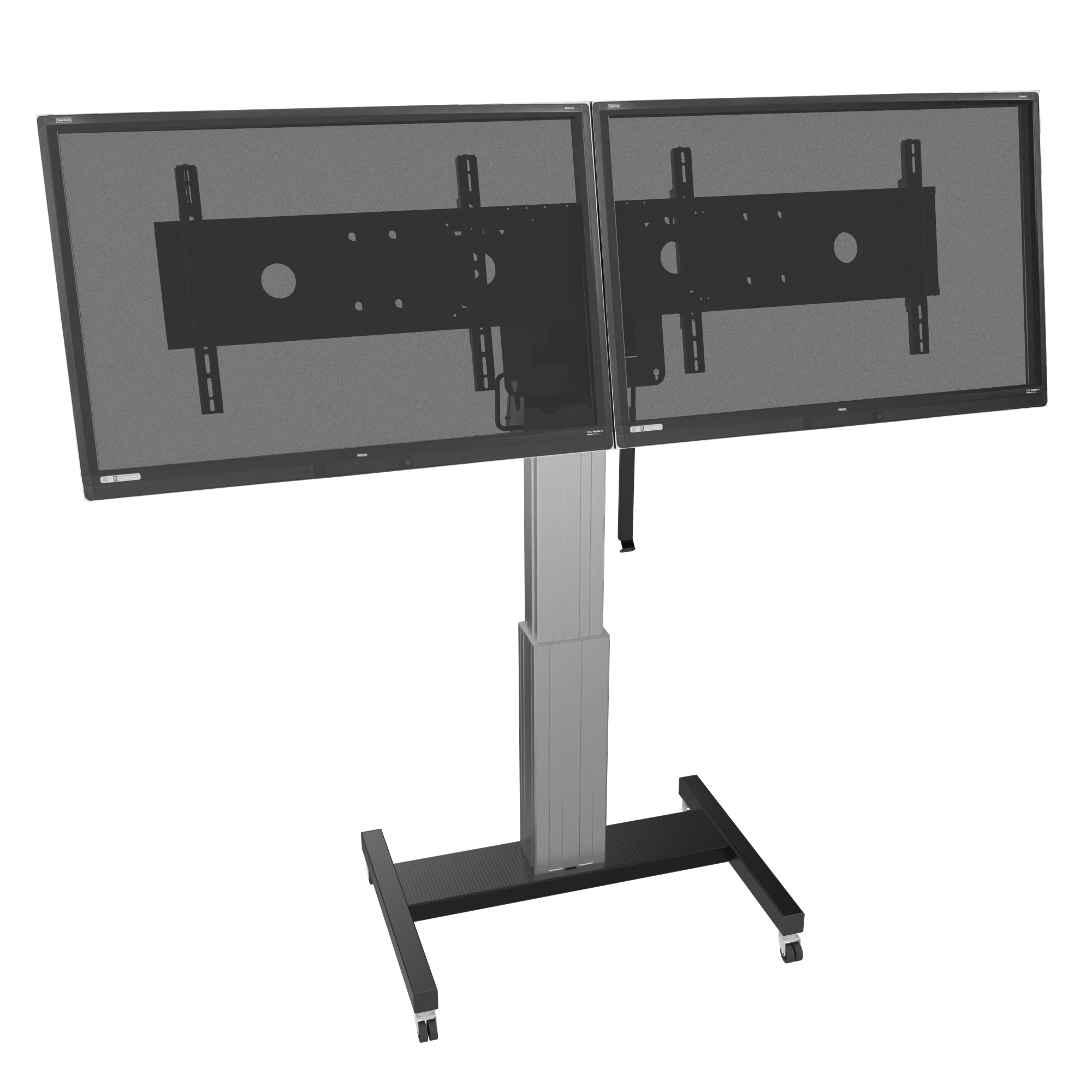 Elektrisch in hoogte verstelbare tv-trolley, voor 2 beeldschermen, slag 50 cm