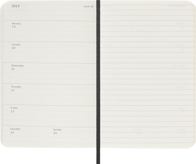 notitieboek, planner, kalender, weekweergave, rugband